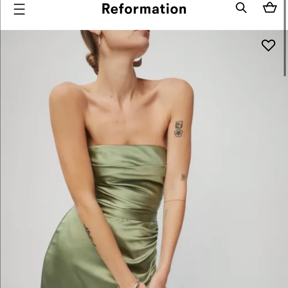 Reformation Barrow Silk Dress (Green)